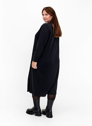 Robe pull en coton avec poches, Black, Model image number 1