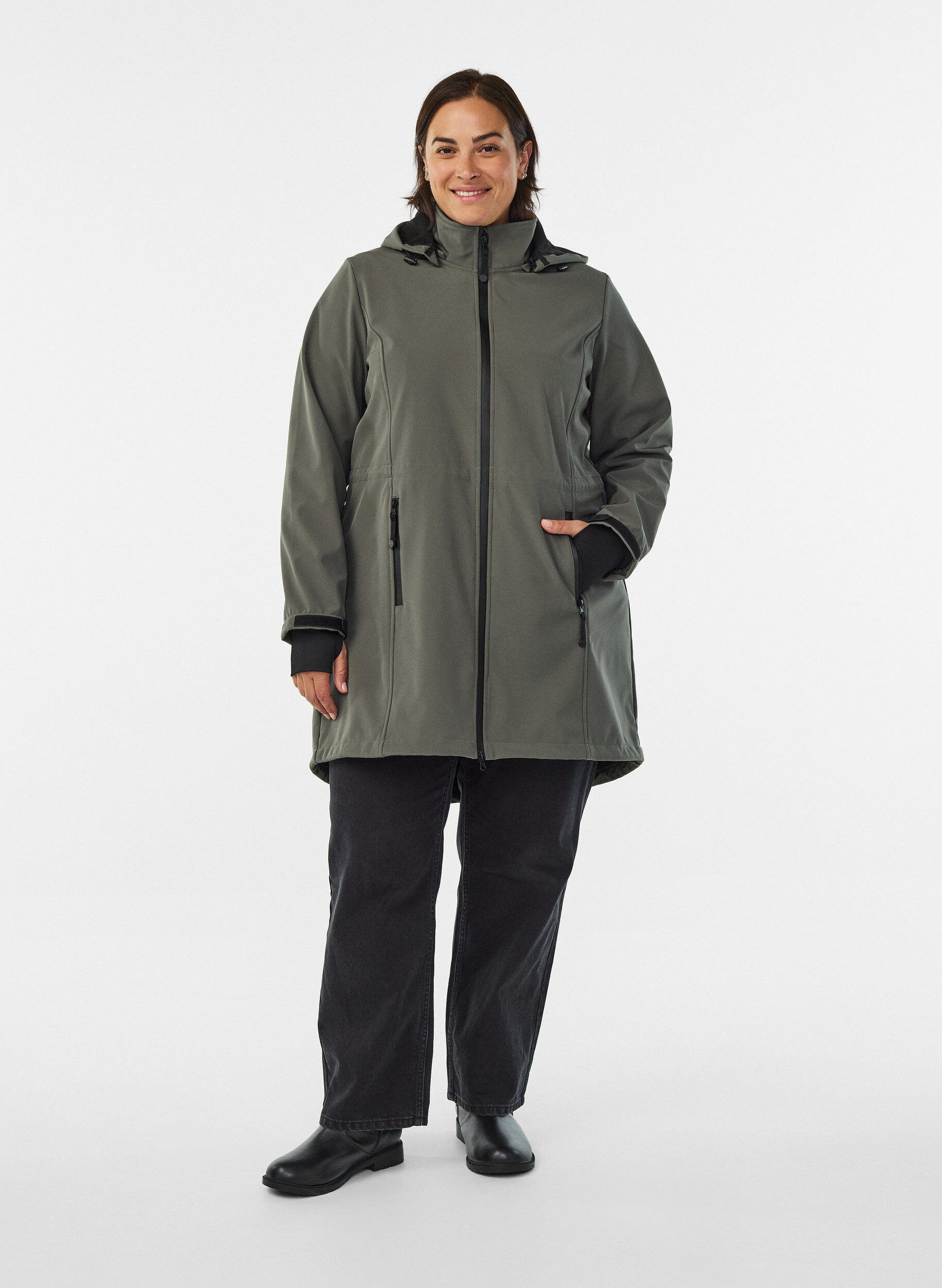 ZizziVeste softshell avec capuche amovible, Gris anthracite, Model image number 1