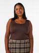 Aansluitende basic top van een gladde stof, Bruin, Model image number 0