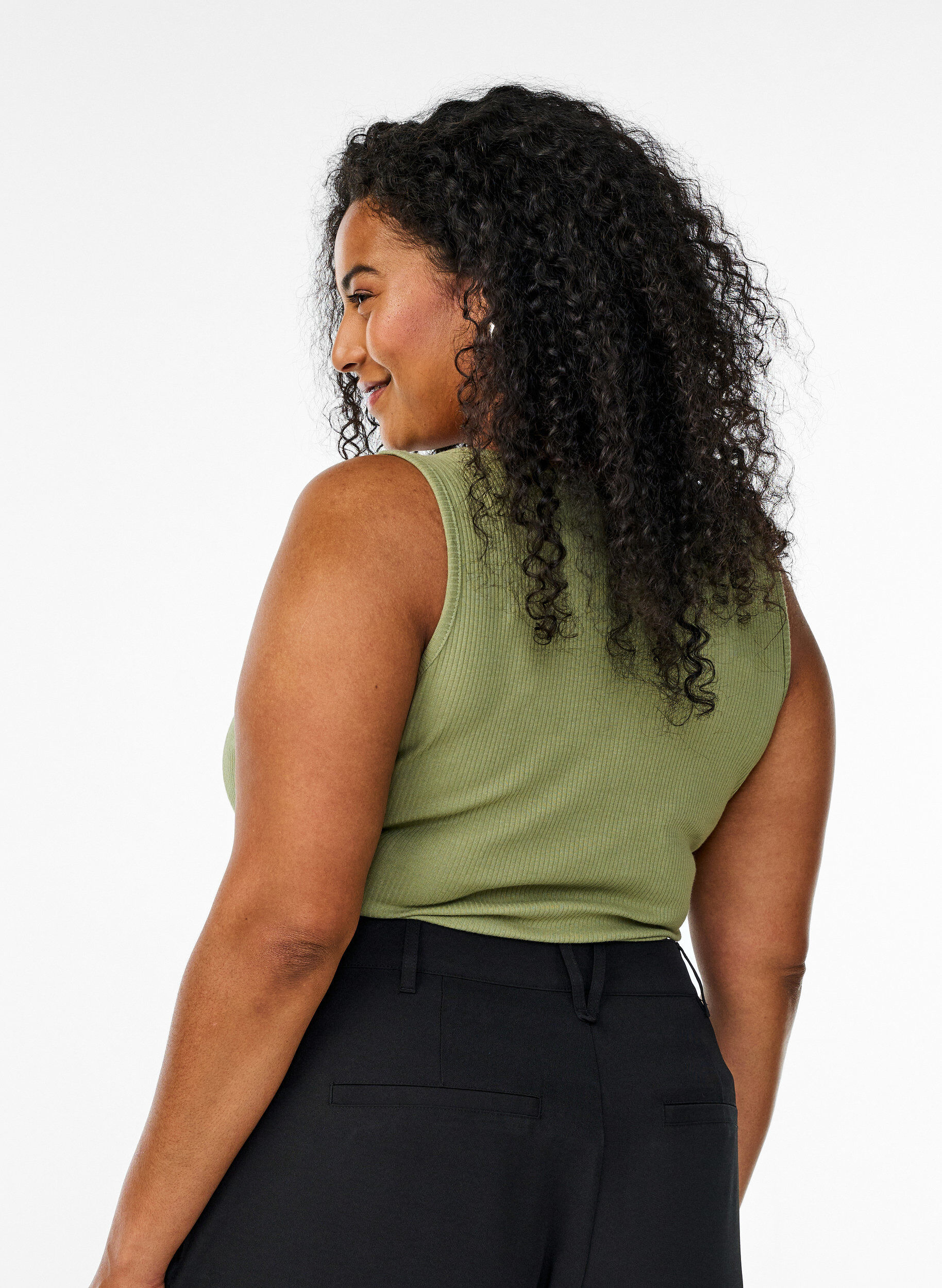 ZizziTanktop met strass steentjes en slanke pasvorm, Groen, Model image number 2