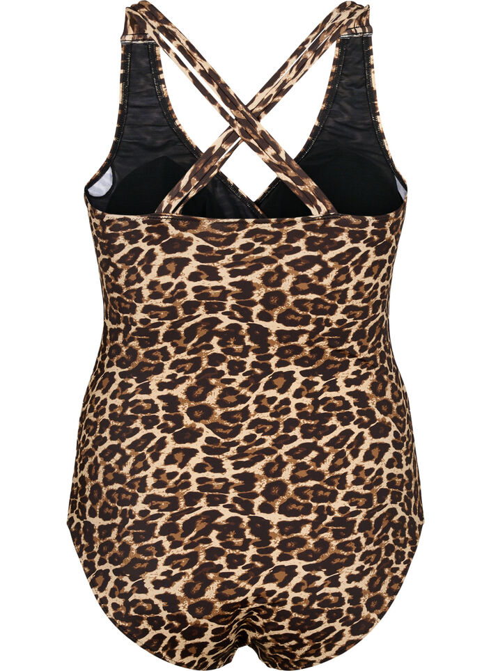 Badpak met gekruiste rug en uitneembare inzetstukken, Leopard Print, Packshot image number 1