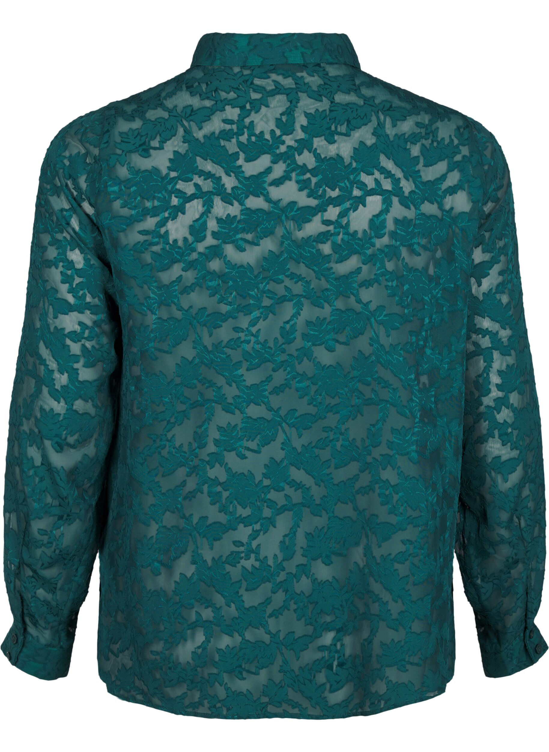 ZizziJacquard overhemd met knopen, Rain Forest, Packshot image number 1