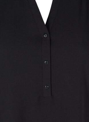 Chemise à manches courtes et col en V, Black, Packshot image number 2