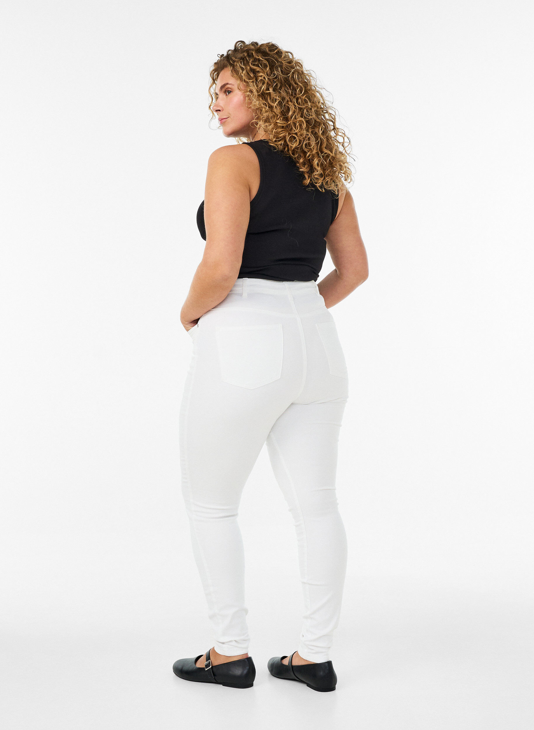 ZizziAmy super slim fit jeans met hoge taille, Wit, Model image number 1