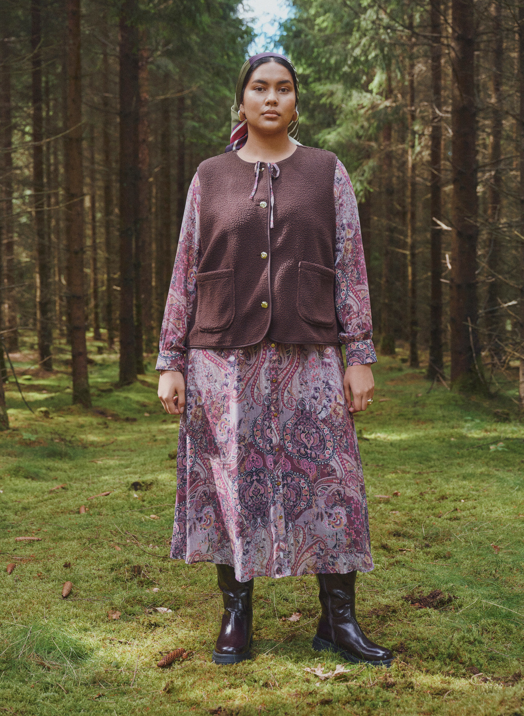 Gilet teddy avec boutons et poches