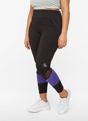 Cropped sport tights, Black Heliotrope, Model image number 0