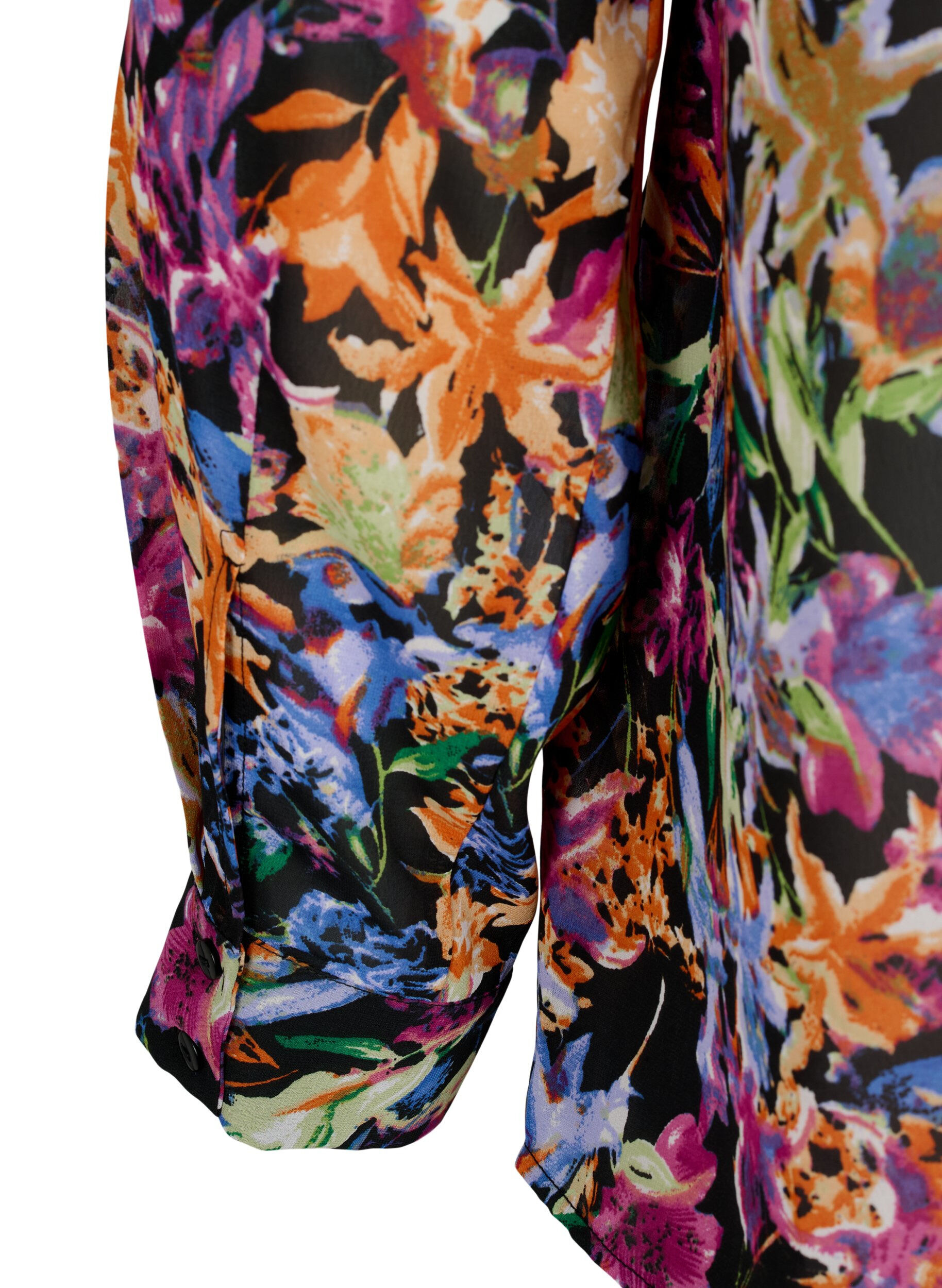 ZizziFLASH - Shirt met lange mouwen en bloemenprint, Orange Pink Flower , Packshot image number 3