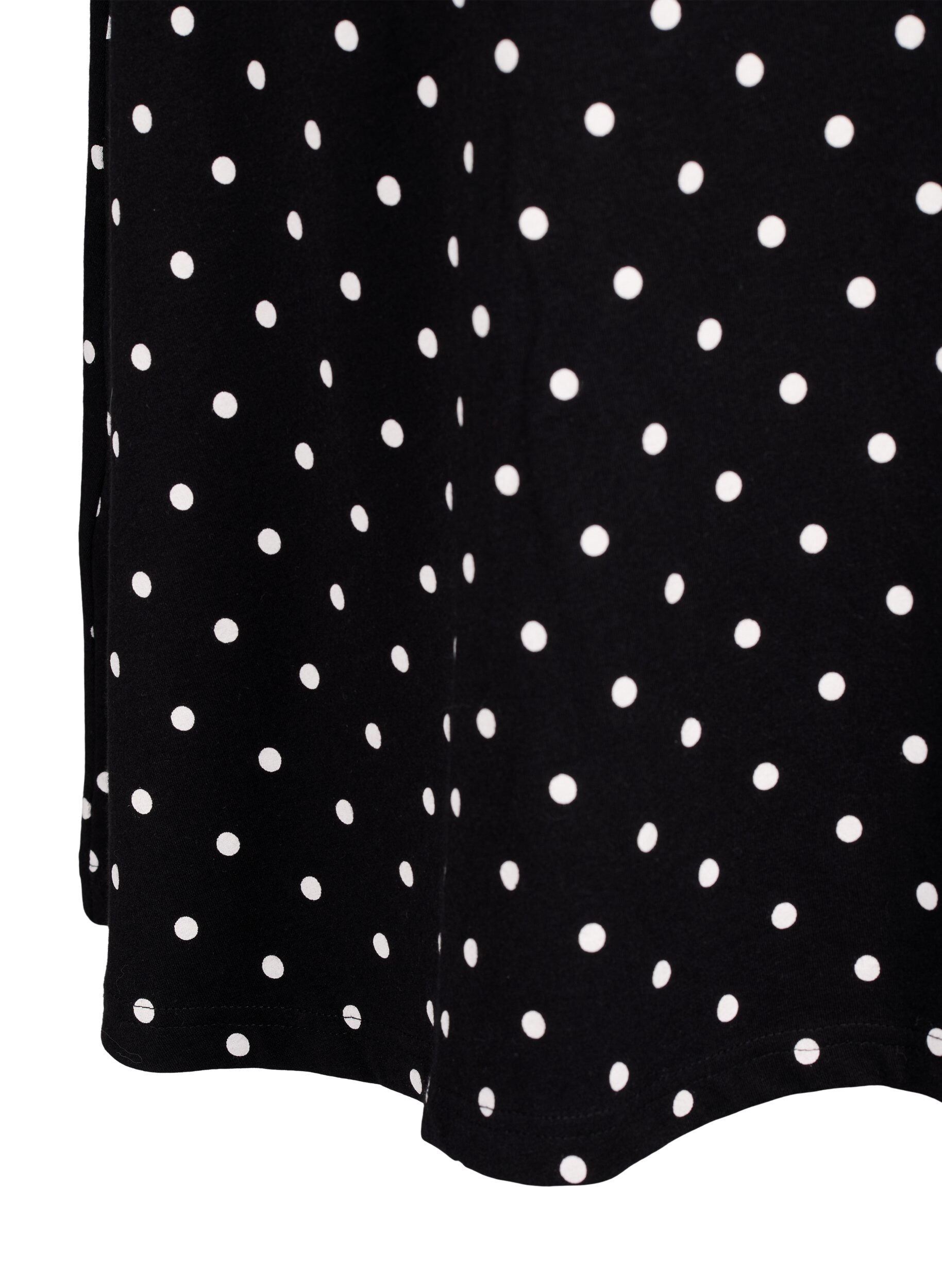 Zizzi Robe en coton &agrave; manches courtes et &agrave; pois, Black w. White Dot, Packshot image number 3