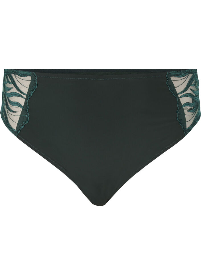 Tai slip met borduursel en normale taille, Groen, Packshot image number 0