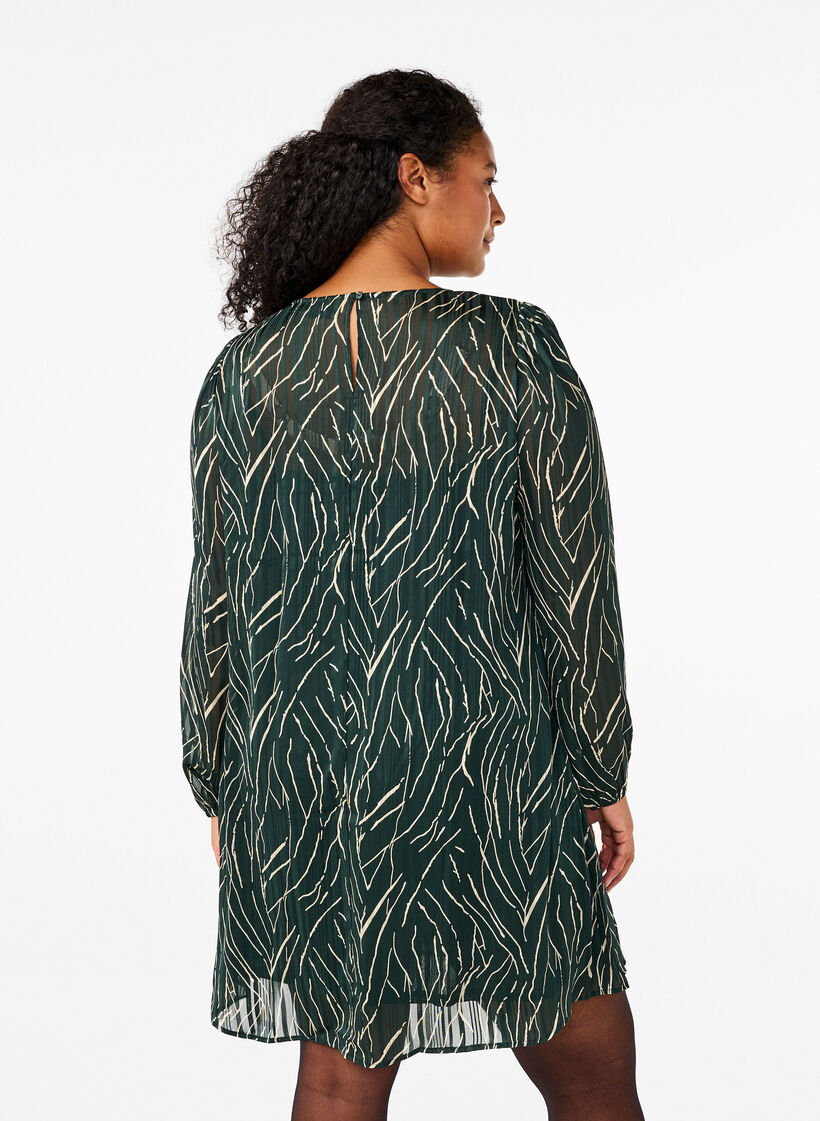 Korte jurk met print en een ronde hals, Scarab Safari AOP, Model image number 1