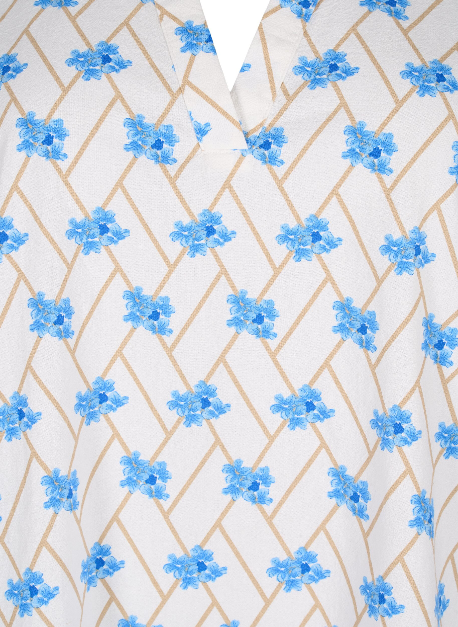 ZizziGebloemde katoenen tuniek, Snow White Flower, Packshot image number 2