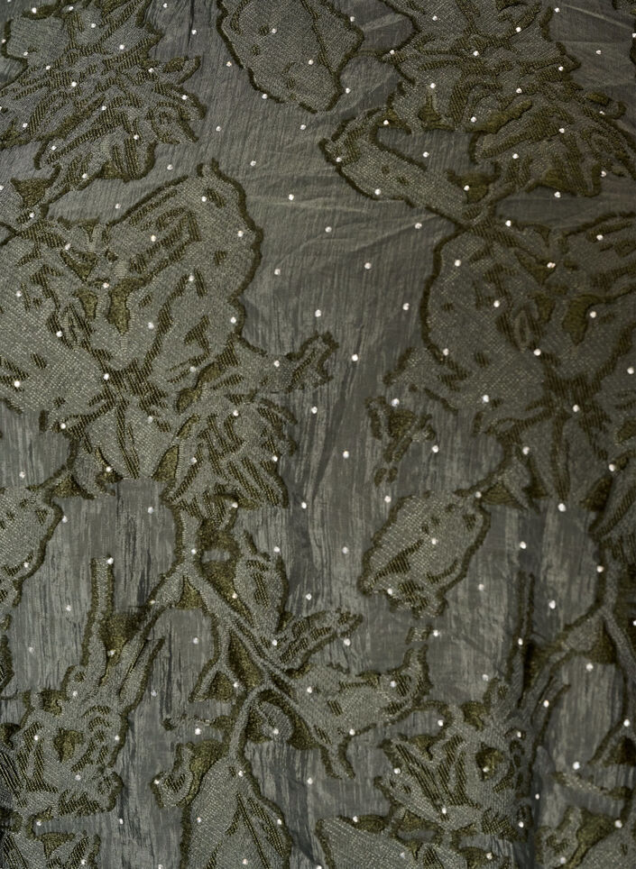 Jacquard blouse met sprankelende details en pofmouwen, Groen, Packshot image number 2