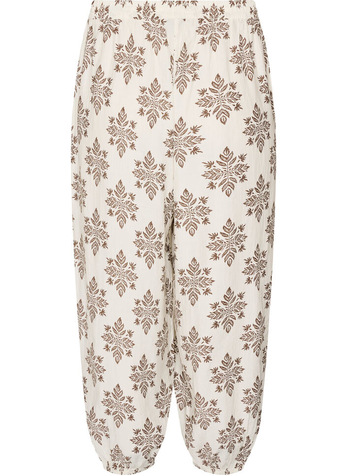 Gepatroonde ballonbroek met hoge taille, Vanille, Packshot image number 1