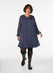 Jurk met patroon, ruches en lange mouwen, Blauw, Model image number 1