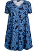 Korte a-lijn jurk met bloemenprint, Blauw, Packshot image number 0