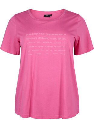 T-shirt met tekstmotief, Shocking Pink W.Pink, Packshot image number 0