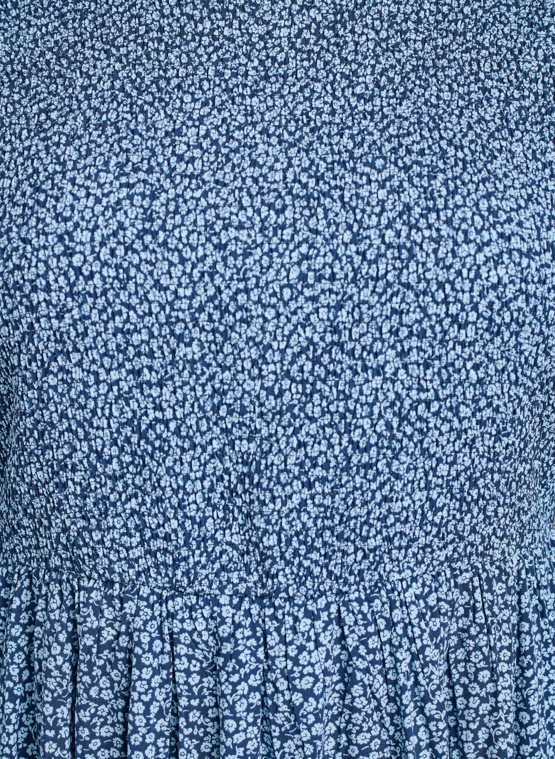 ZizziRobe avec haut smock&eacute; et imprim&eacute; &agrave; petites fleurs, Bleu, Packshot image number 2