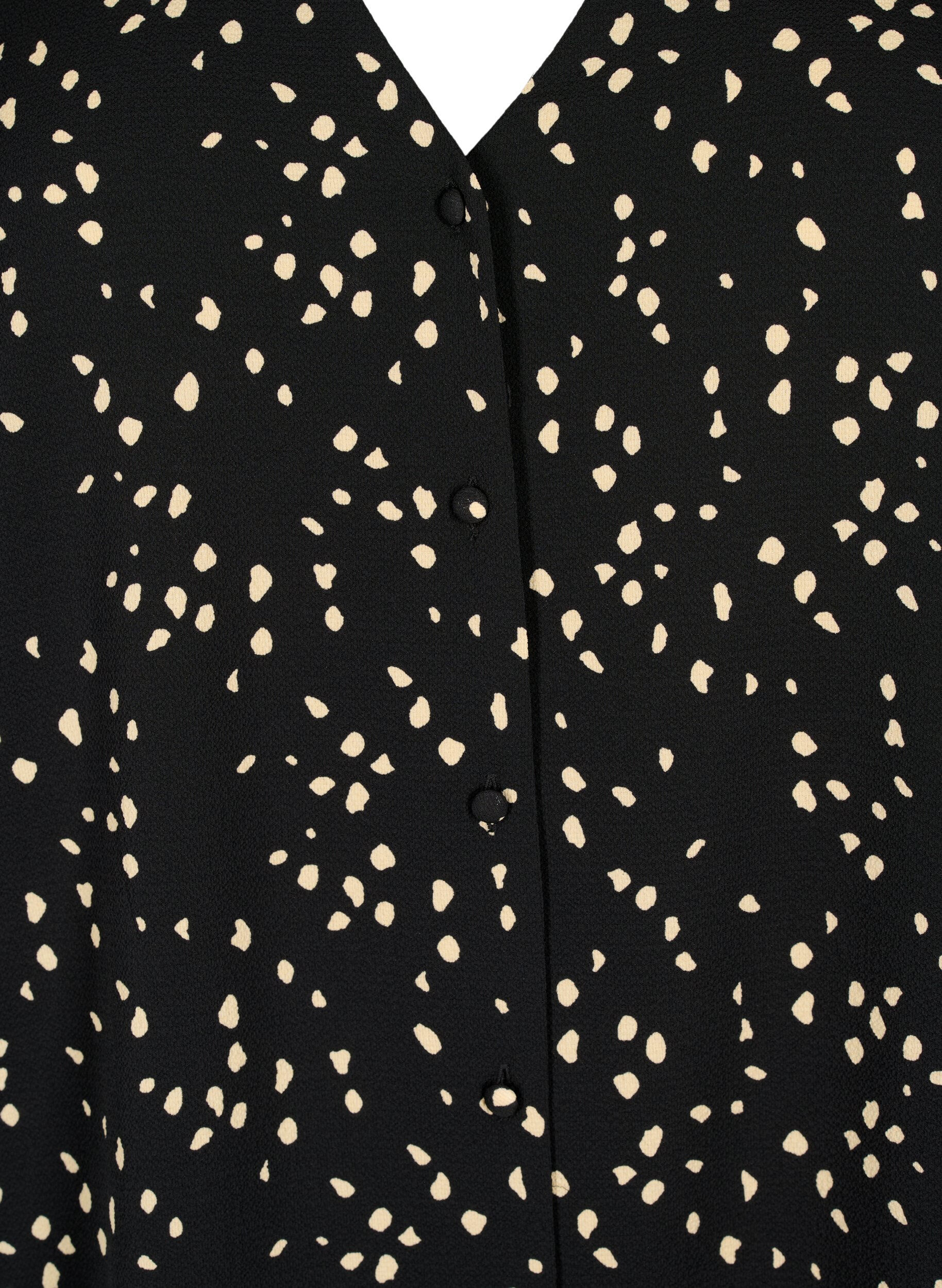 Zizzi Blouse avec col en V et imprim&eacute;, Black Dot AOP, Packshot image number 2