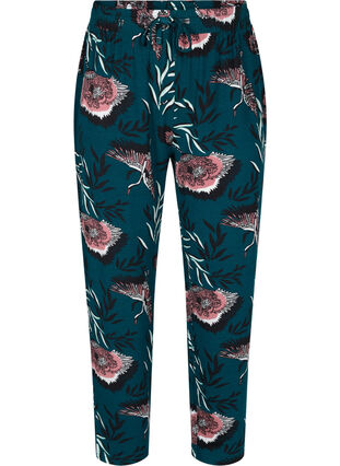 Pantalon de pyjama en viscose fleuri, Deep Teal Flower, Packshot image number 0