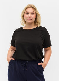 T-shirt en coton basique, Black, Model