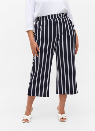 Pantalon ample avec longueur 7/8, Night Sky Stripe, Model image number 1