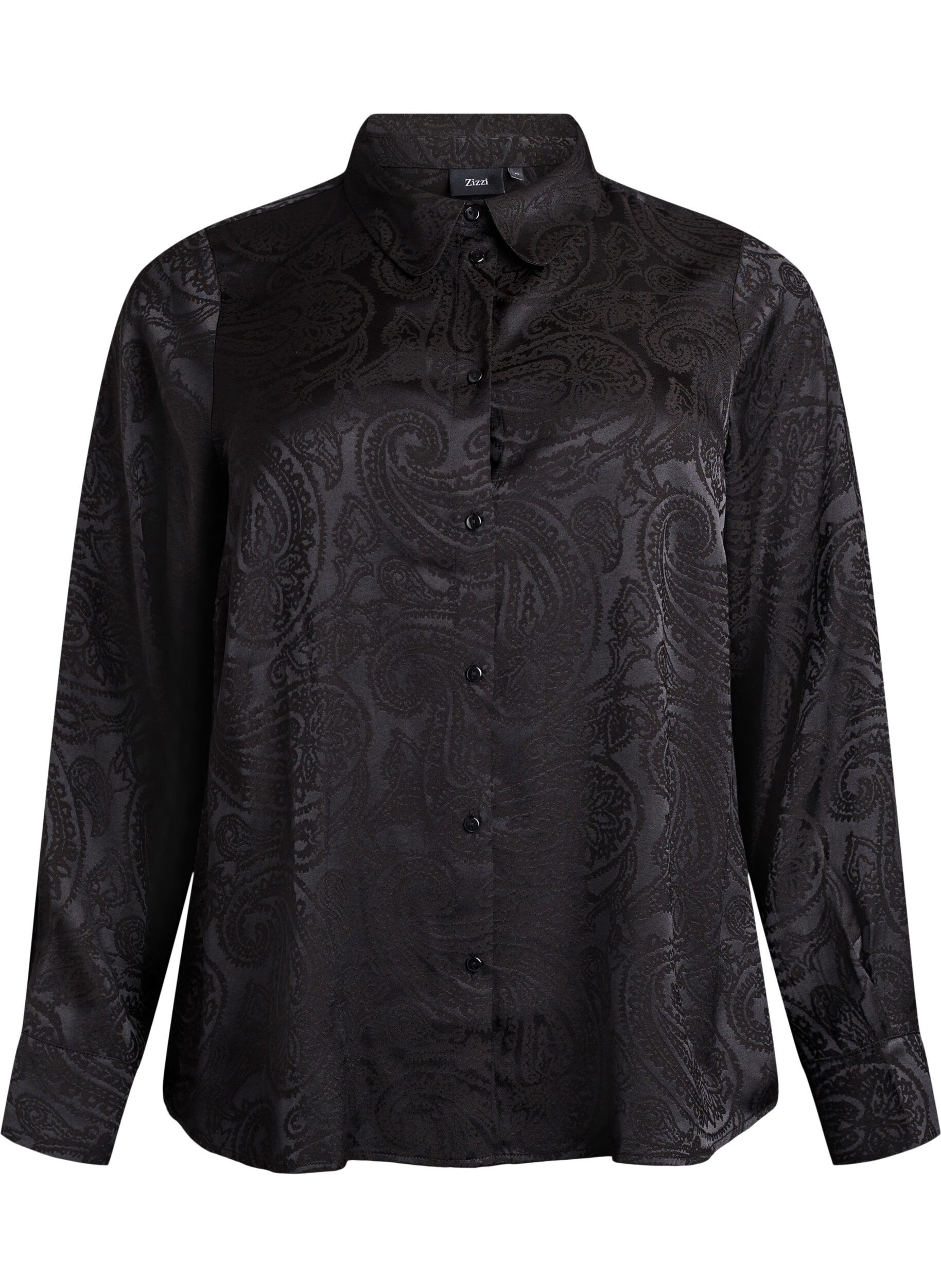 ZizziShirt met ton-sur-ton paisleypatroon, Zwart, Packshot image number 0