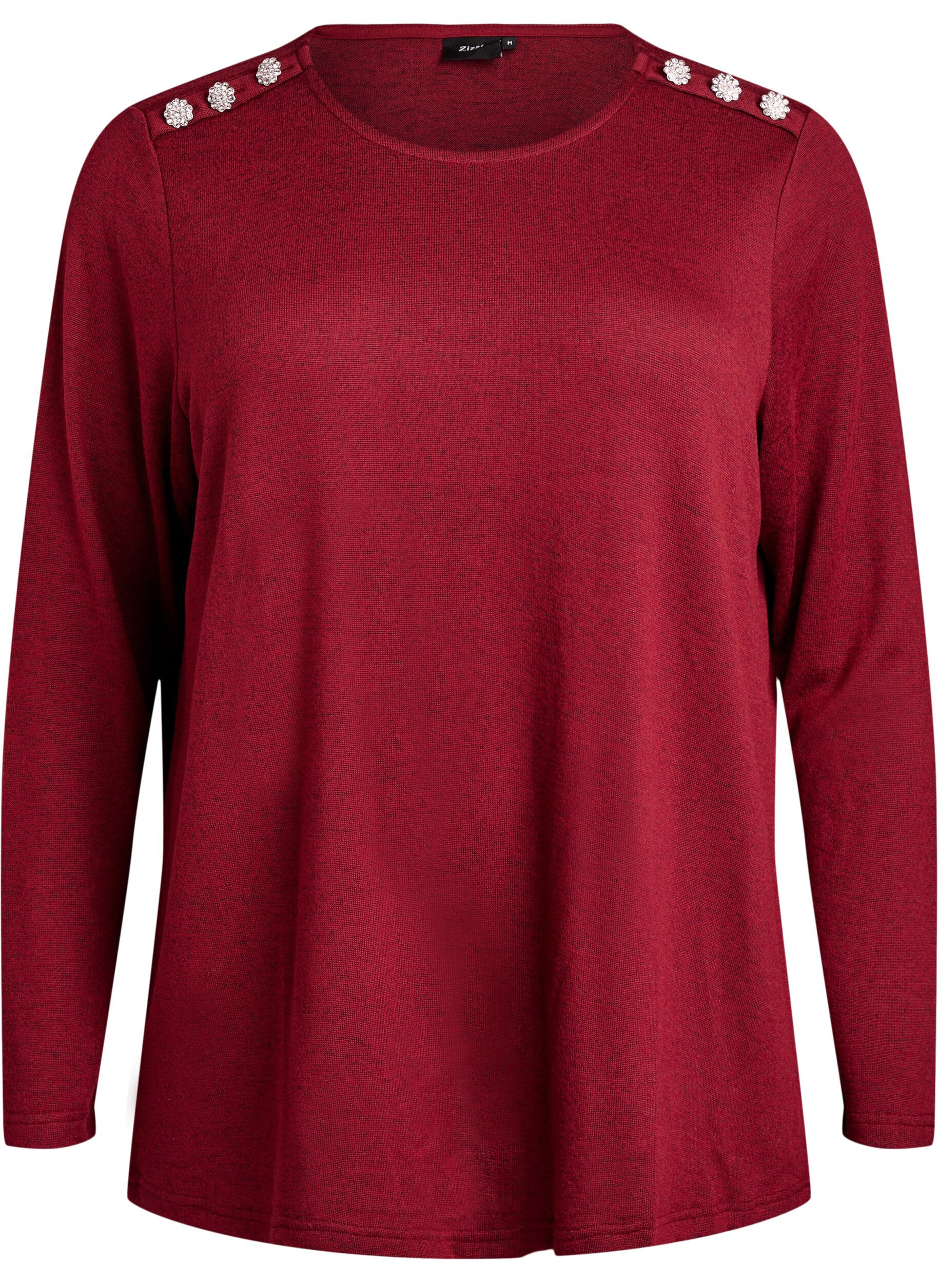ZizziBlouse met decoratieve knopen, Rood, Packshot image number 0