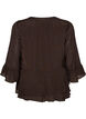Blouse &agrave; manches 3/4 et volants, Marron, Packshot image number 1