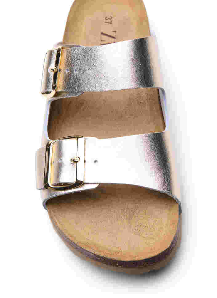 Sandales en cuir larges, Gold, Packshot image number 2
