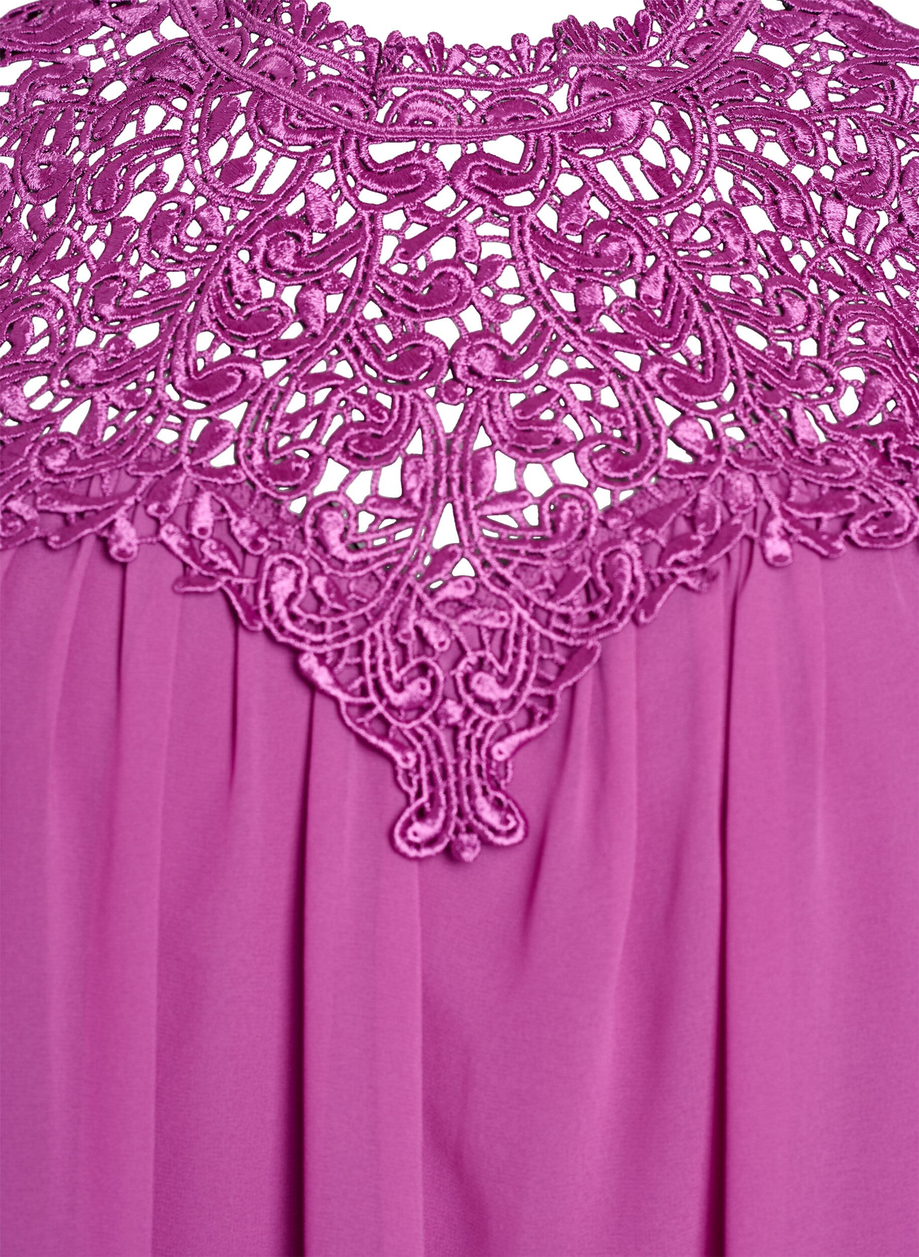 ZizziMouwloos feesttopje met haakwerk, Paars, Packshot image number 2