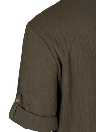 Robe en coton avec boutons et manches 3/4, Khaki As sample, Model image number 2