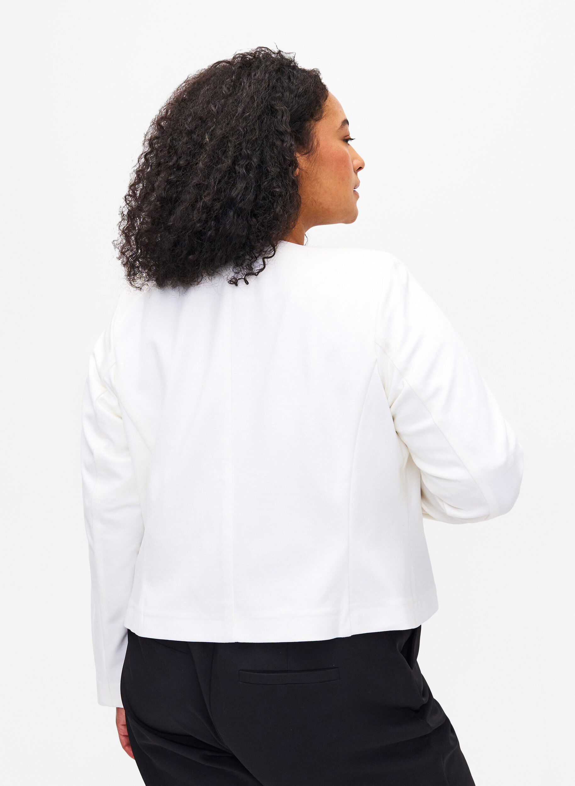 ZizziKorte blazer zonder sluiting, Cloud Dancer, Model image number 1