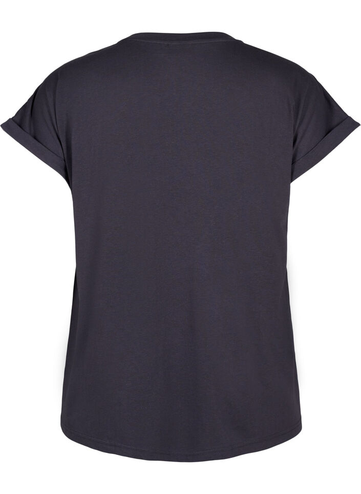 T-shirt &agrave; manches courtes en m&eacute;lange de coton, Gris anthracite, Packshot image number 1