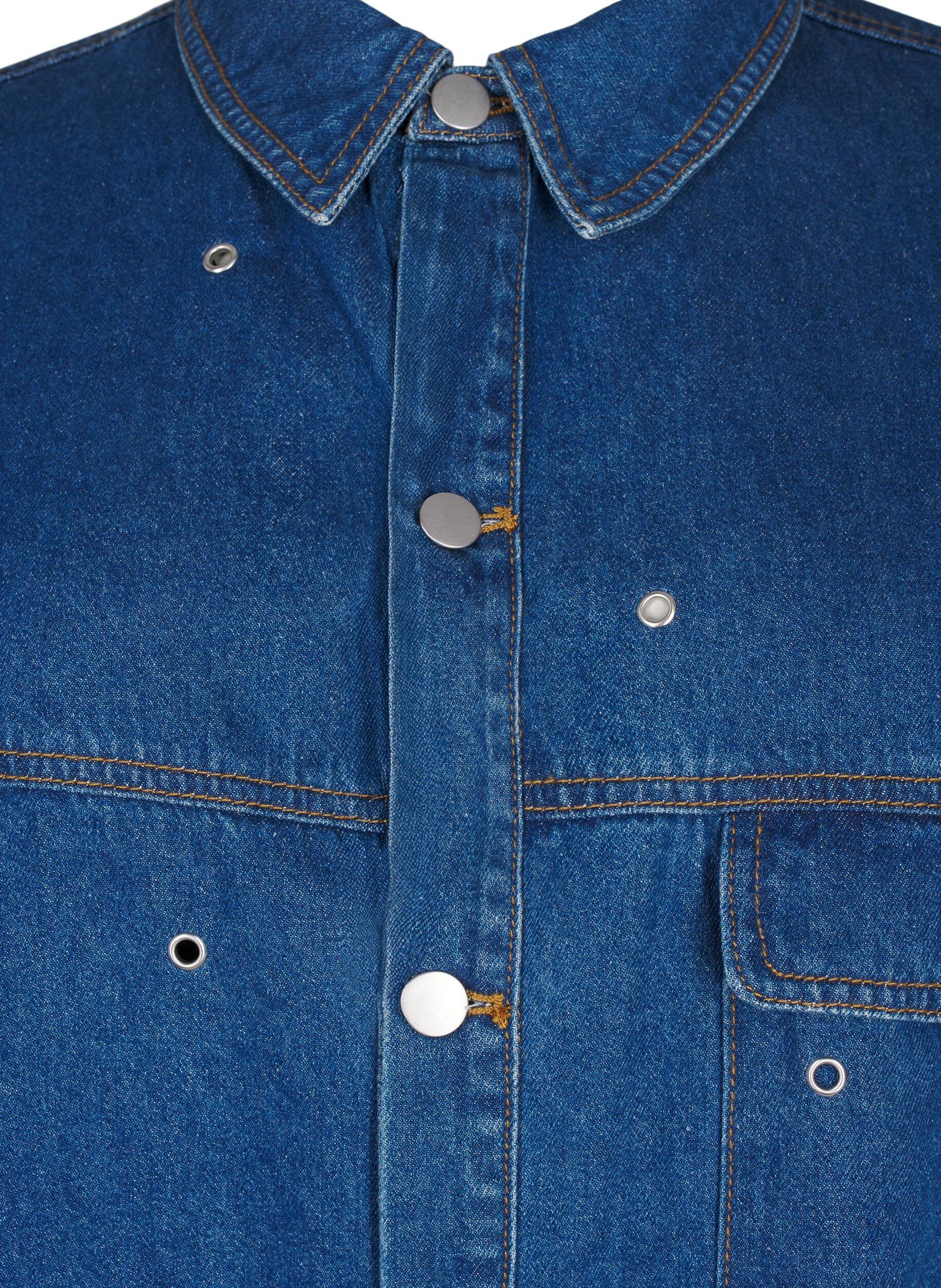 Zizzi Chemise en denim avec &oelig;illets, Bleu, Packshot image number 2