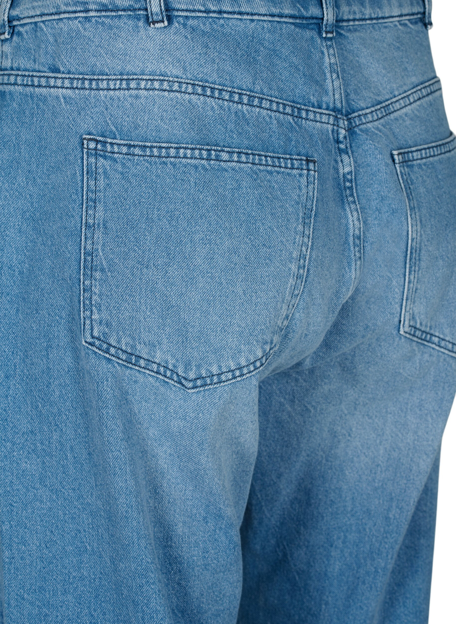 ZizziJeans met rechte pijp en rafels, Medium Blue, Packshot image number 3