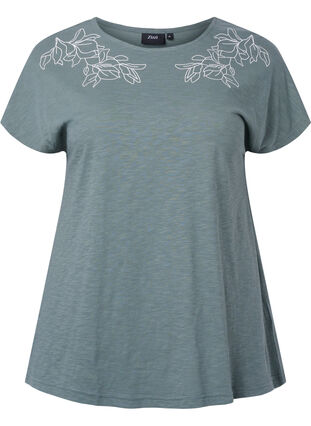 T-shirt en coton avec imprimé feuilles, Balsam Green Leaf, Packshot image number 0
