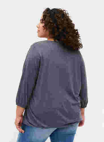 Gemêleerde blouse met v-hals, Navy Blazer Mélange, Model image number 1