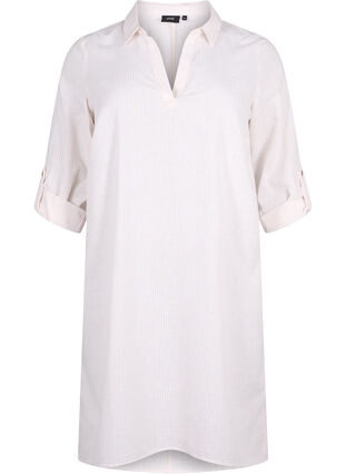 Robe rayée en coton et lin, Sandshell Wh. Stripe, Packshot image number 0