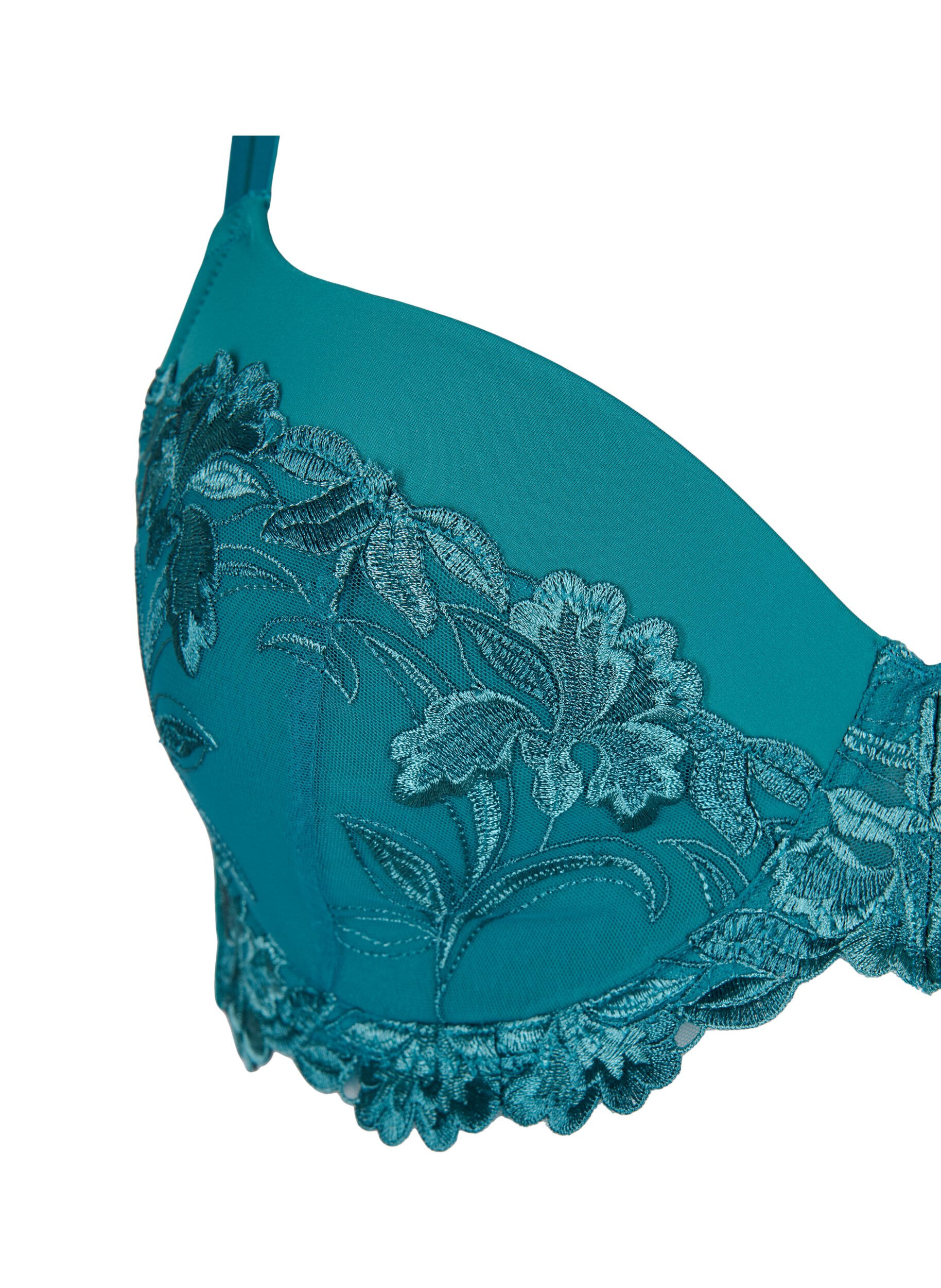 Zizzi Soutien-gorge en dentelle avec armature et rembourrage, Green-Blue Slate, Packshot image number 2