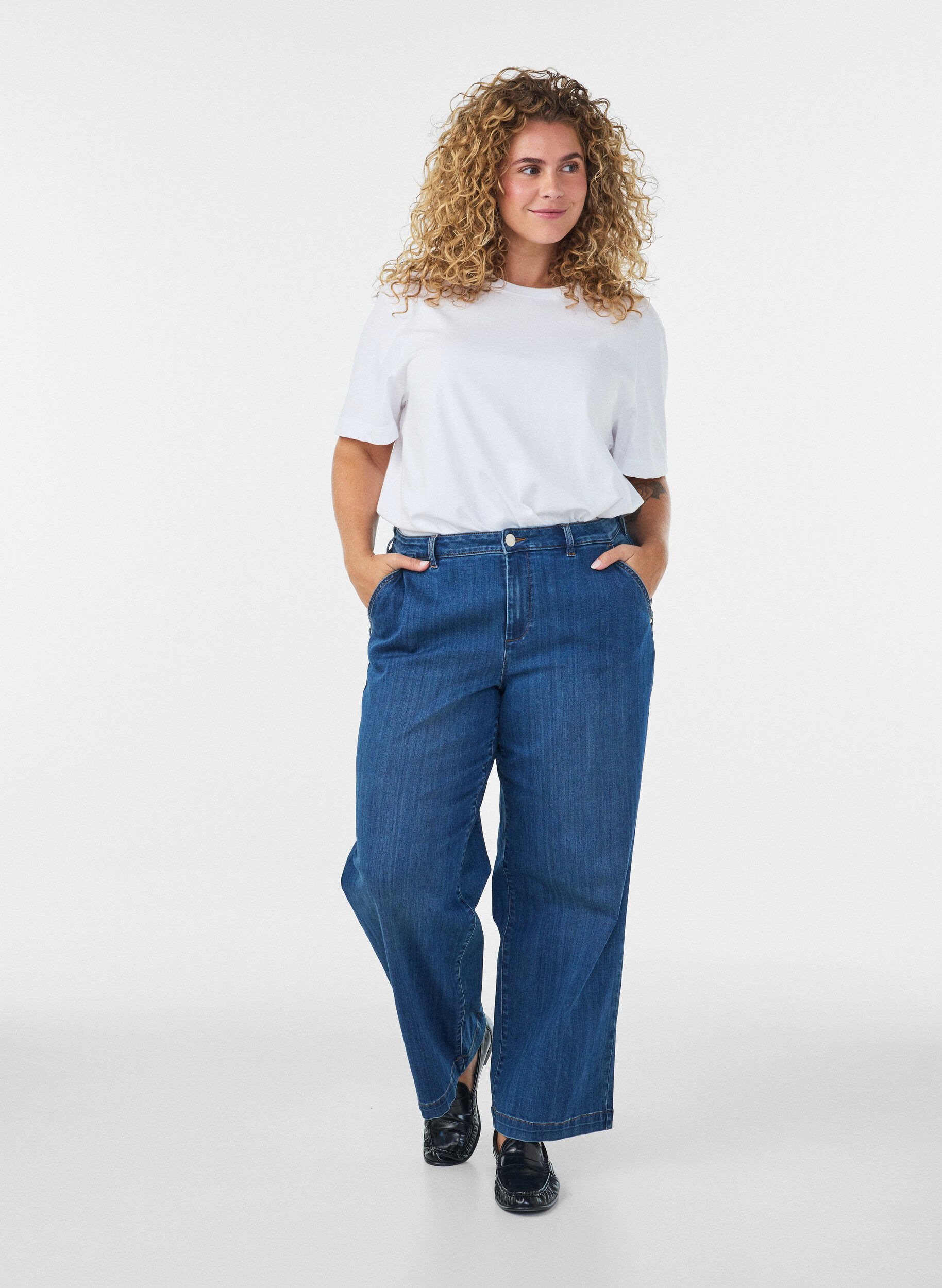 ZizziJean Myra coupe large taille haute, Bleu, Model image number 0