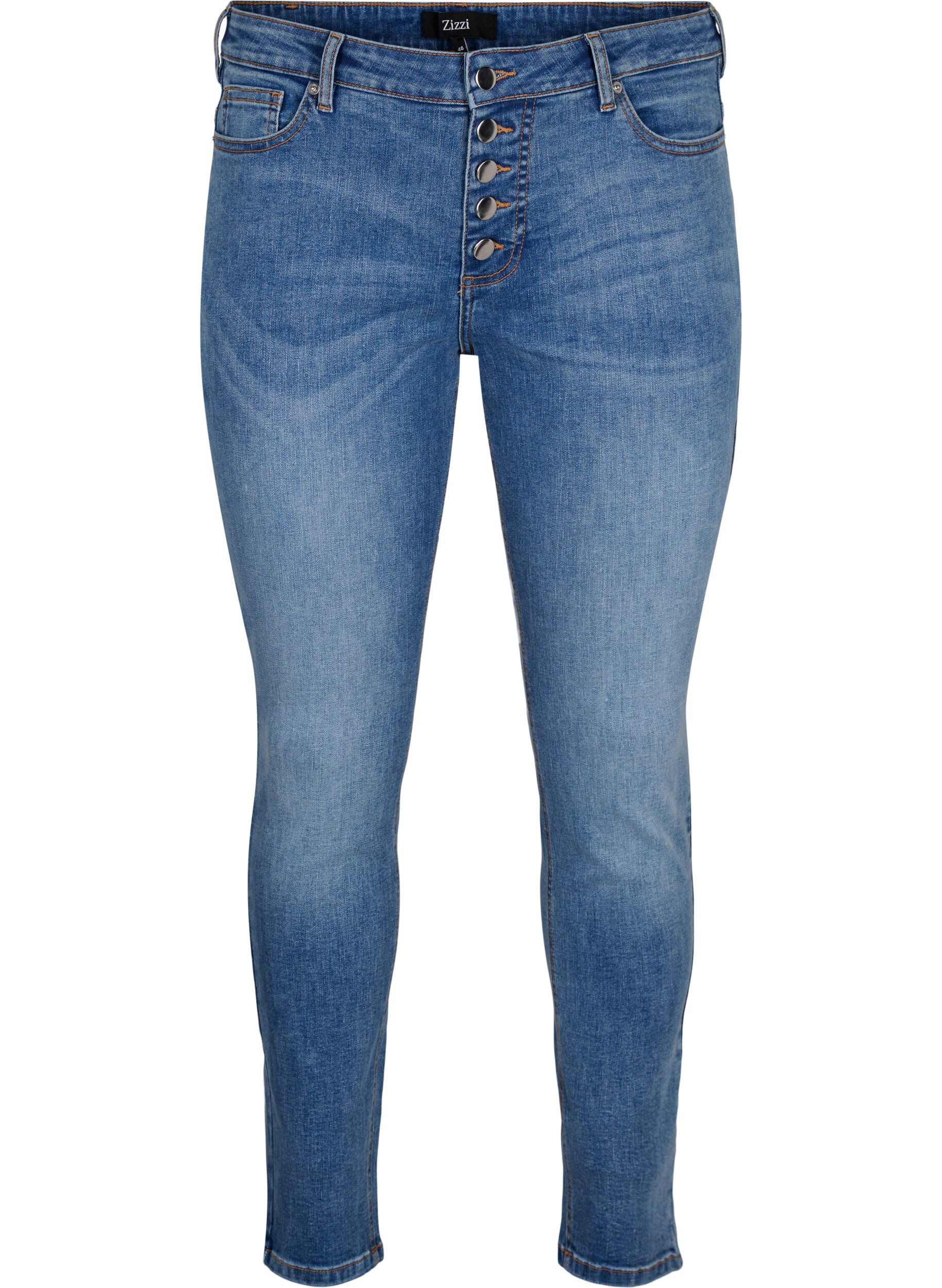 ZizziSanna jeans met superslanke pasvorm en knoopsluiting, Blue denim, Packshot image number 0