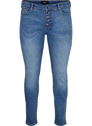 Sanna jeans met superslanke pasvorm en knoopsluiting, Blue denim, Packshot image number 0