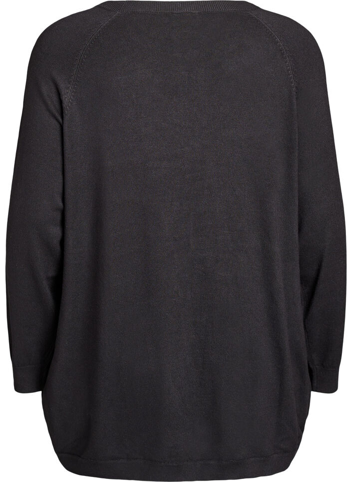 Gebreide blouse met knopen aan de zijkant, Zwart, Packshot image number 1