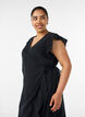 Robe portefeuille en mousseline de coton avec volants, Noir, Model image number 2