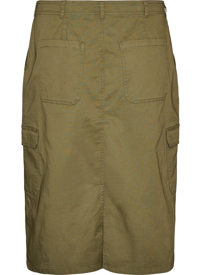 Katoenen cargorok met een split aan de achterkant, Groen, Packshot image number 1