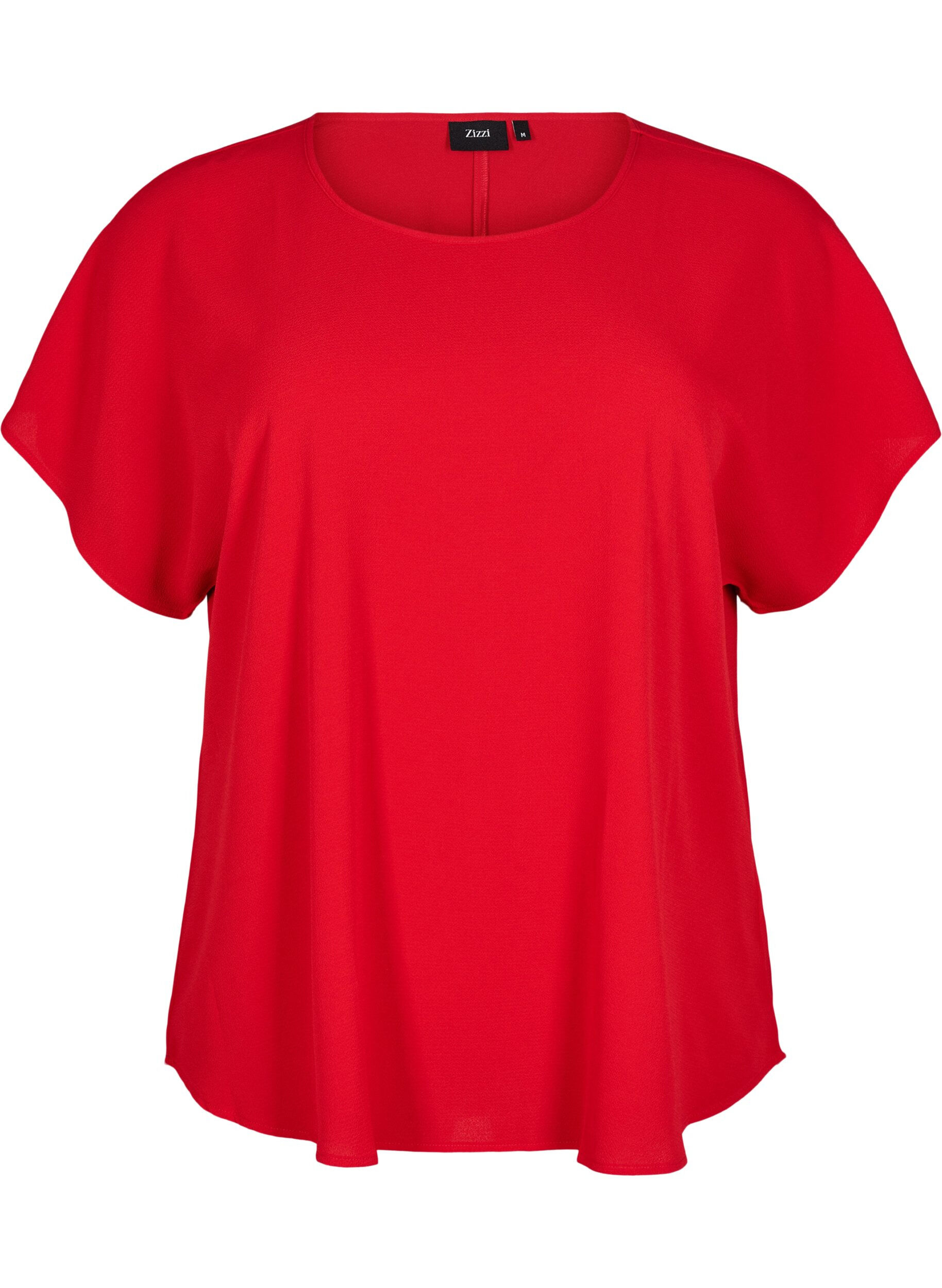 ZizziBlouse met korte mouwen en een ronde halslijn, Rood, Packshot image number 0