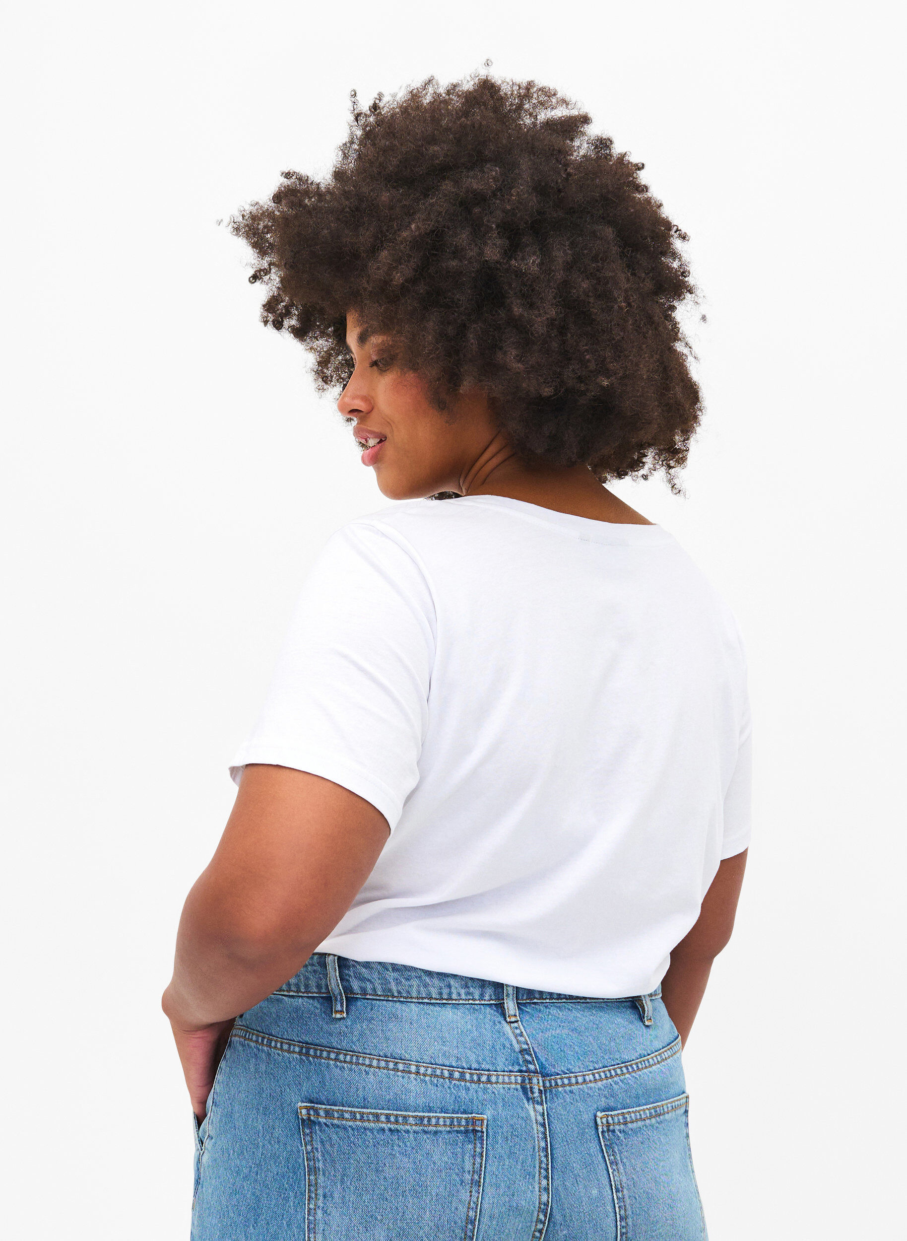 Zizzi T-shirt avec strass, B.White W.Rhinestone, Model image number 1