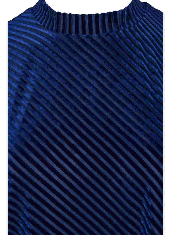 Getextureerde jurk in velours, Evening Blue, Packshot image number 2