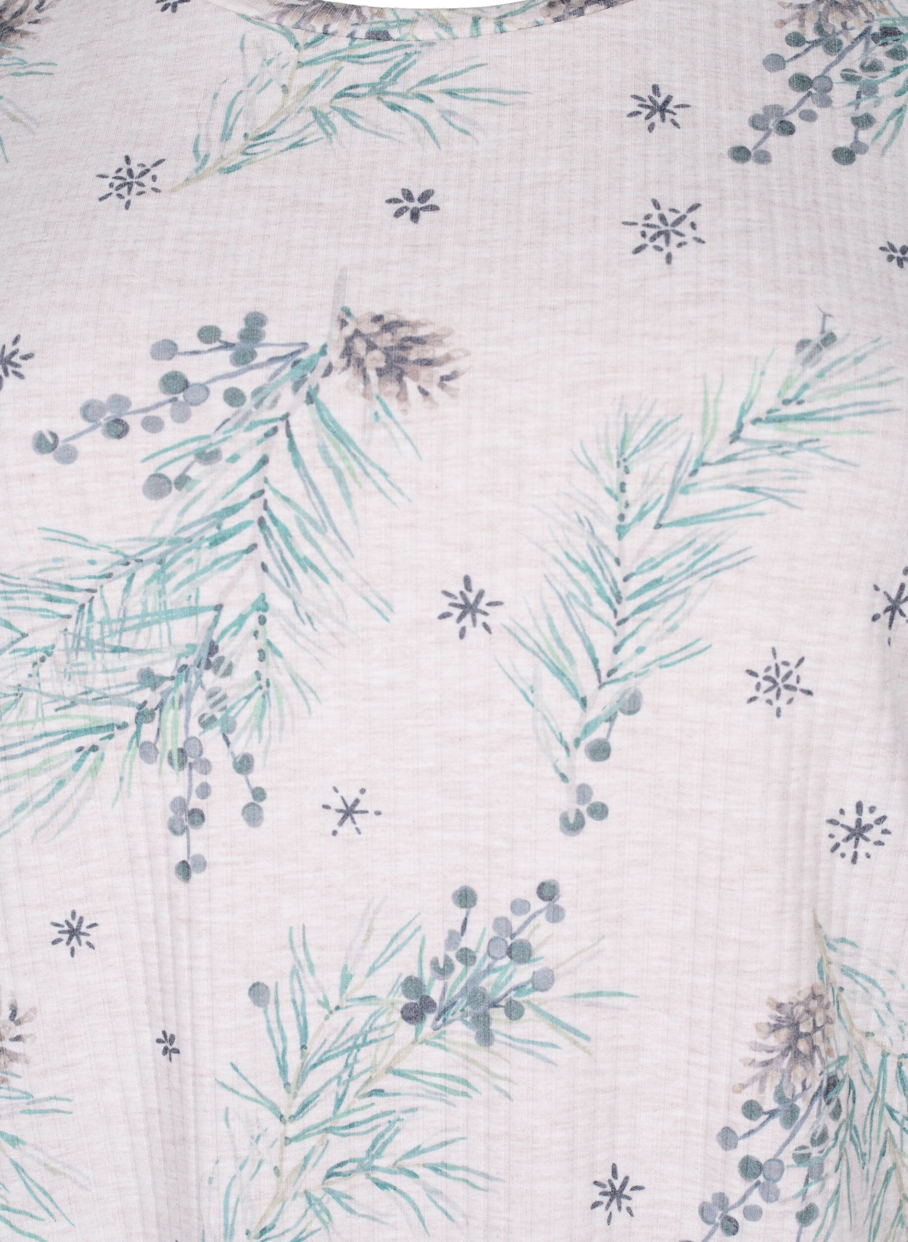 ZizziTop met lange mouwen in ribstof, Natural M&eacute;l AOP Gran, Packshot image number 2