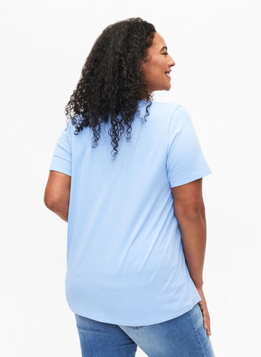 T-shirt en coton uni basique, Serenity, Model image number 1